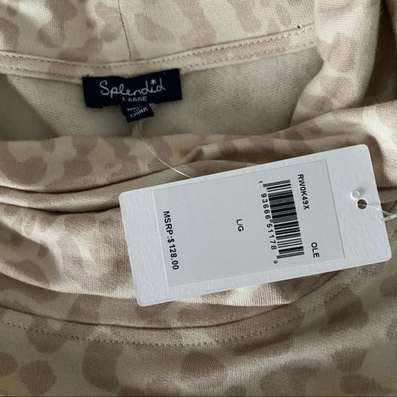 SPLENDID Cowl Neck Leopard Pullover Sweatshirt L - Picture 5 of 5